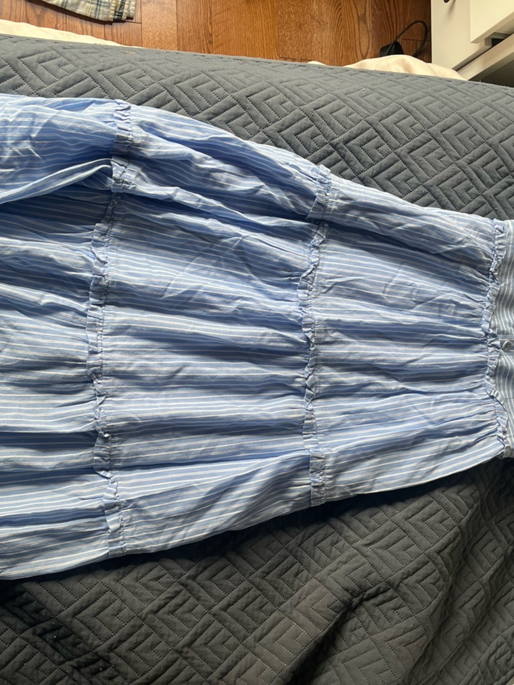 Gal Meets Glam Light Blue and White Striped Maxi Dress